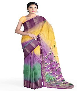 Pradip Fabrics Woven Tant Silk Blend Saree