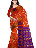 Pradip Fabrics Woven Tant Silk Gap Dhakai Jamdani Orange Saree