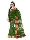Pradip Fabrics Ethnic Women's Tant Cotton Dark Green Color Saree