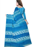 Pradip Fabrics Ethnic Women's Cotton Tant Gap Jamdani Sky Blue Color Saree