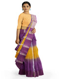 Pradip Fabrics Yellow and Purple Tant Silk Blend Saree