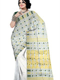Pradip Fabrics Ethnic Women's Tant jamdani White Color Saree