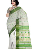 Pradip Fabrics Ethnic Women's Tant Cotton White Color Saree