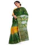 Pradip Fabrics Yellow and Green Tant Silk Blend Saree