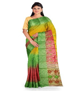 Pradip Fabrics Woven Tant Silk Blend Saree