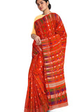 Pradip Fabrics Ethnic Women's Tant Jamdani Dark Orange Color Saree