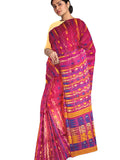 Pradip Fabrics Ethnic Women's Tant Jamdani Dark Pink Color Saree