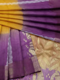 Pradip Fabrics Yellow and Purple Tant Silk Blend Saree