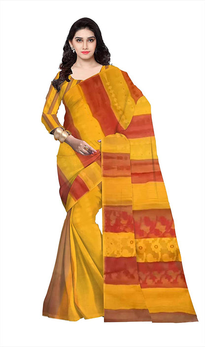 Pradip Fabrics Ethnic Women's Cotton Tant Gap Jamdani Red Color Saree