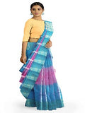 Pradip Fabrics Blue and Pink Tant Silk Blend Saree