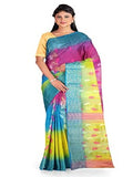 Pradip Fabrics Ethnic Women's Tant Silk Pink, Blue, and Yellow Sare