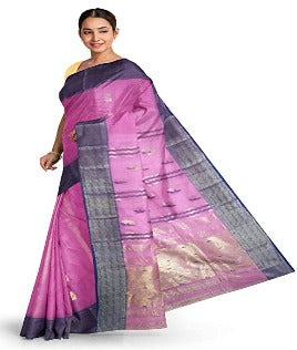 Pradip Fabrics Woven Tant Cotton Pink Saree