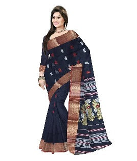 Pradip Fabrics Ethnic Women's Tant Cotton Black color Saree