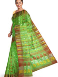 Pradip Fabrics Ethnic Women's Tant Jamdani Green Color Saree
