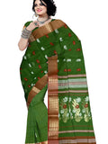 Pradip Fabrics Ethnic Women's Tant Cotton Dark Green Color Saree