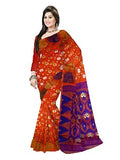 Pradip Fabrics Woven Tant Silk Gap Dhakai Jamdani Orange Saree