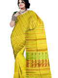 Pradip Fabrics Ethnic Women's Tant  Yellow Color Jamdani Saree