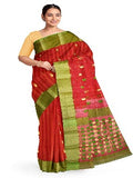 Pradip Fabrics Ethnic Women's Tant Silk Red Color Saree