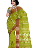 Pradip Fabrics Ethnic Women's Tant Cotton Olive Blue Color Saree