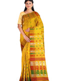 Pradip Fabrics Ethnic Women's Tant Jamdani Yellow Color Saree
