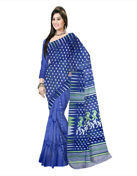 Pradip Fabrics Ethnic Women's Tant jamdani Navy Blue Color Saree