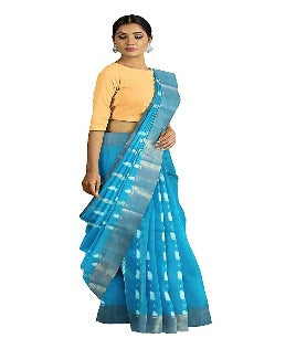 Pradip Fabrics Sky Blue color Tant Cotton Blend Saree