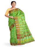 Pradip Fabrics Ethnic Women's Tant Jamdani Green Color Saree