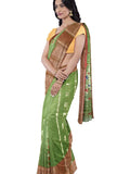 Pradip Fabrics Green color Tant cotton Silk Blend Saree