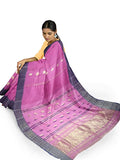 Pradip Fabrics Woven Tant Cotton Pink Saree