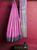 Pradip Fabrics Woven Tant Cotton Pink Saree