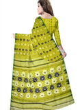 Pradip Fabrics Ethnic Women's Tant jamdani Yellow Green Color Saree