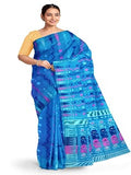 Pradip Fabrics Ethnic Women's Tant Jamdani Blue Color Saree