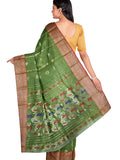 Pradip Fabrics Green color Tant cotton Silk Blend Saree