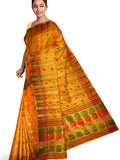 Pradip Fabrics Ethnic Women's Tant Jamdani Yellow Color Saree
