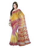 Pradip Fabrics Woven Tant Silk Yellow and Purple color Blend Saree