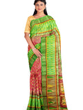 Pradip Fabrics Ethnic Women's All over Tant Jamdani Pink and Green Color Saree