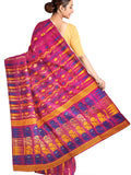 Pradip Fabrics Ethnic Women's Tant Jamdani Dark Pink Color Saree