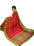 Pradip Fabrics Ethnic Women's Tant Silk Red Color Saree