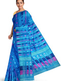 Pradip Fabrics Ethnic Women's Tant Jamdani Blue Color Saree