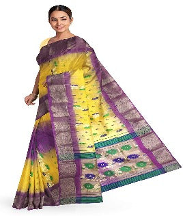 Pradip Fabrics Woven Blue Pink Tant Silk Blend Saree