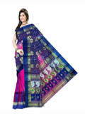Pradip Fabrics Ethnic Women's Tant Silk Blue and Pink Color Saree