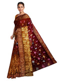 Pradip Fabrics Ethnic Women's and Girl's Maroon and Gold Baluchari saree