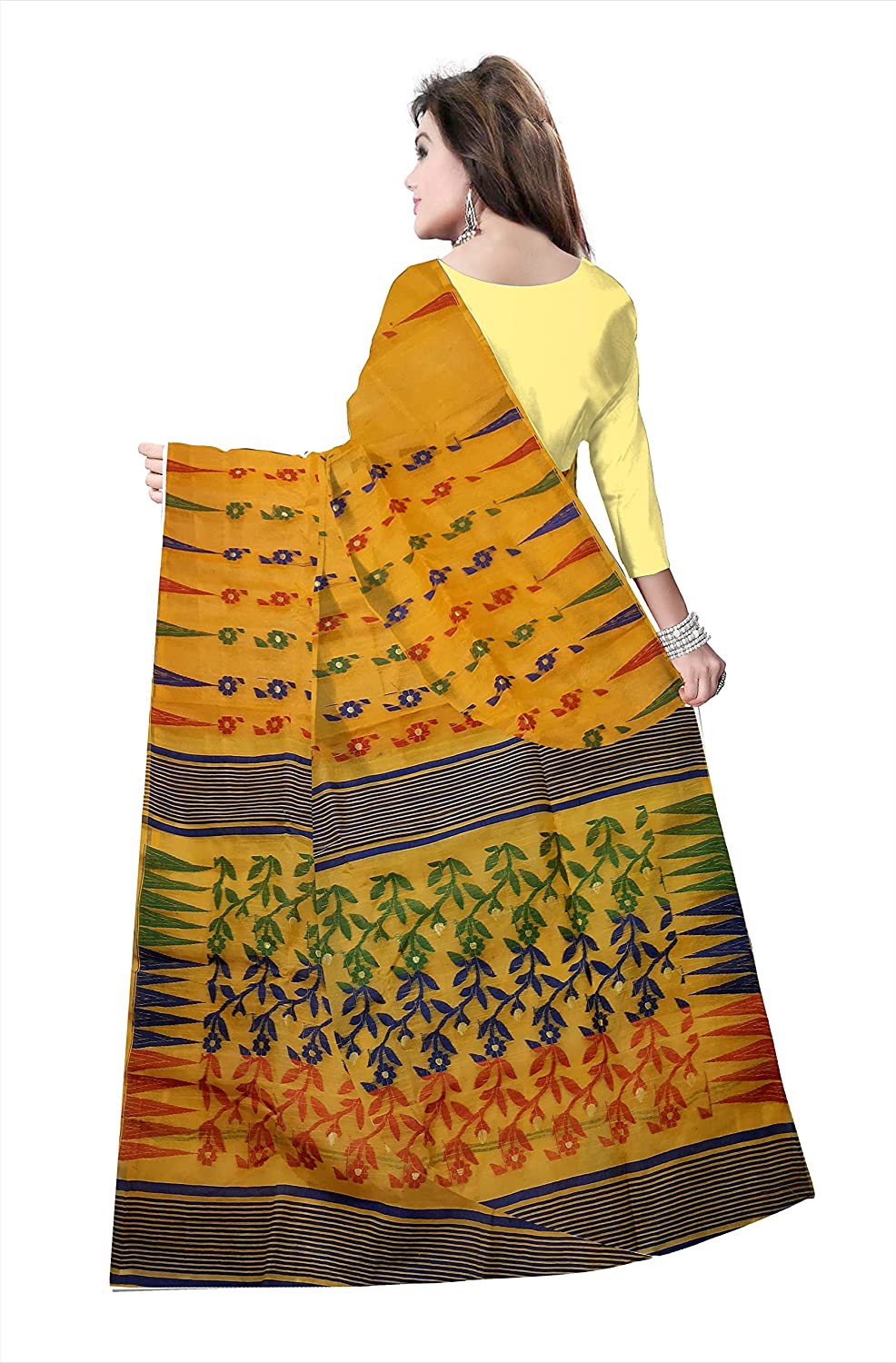 Pradip Fabrics Ethnic Women's jamdani  Yellow Color Saree