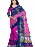 Pradip Fabrics Ethnic Women's Tant Silk Blue and Pink Color Saree