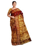 Pradip Fabrics Ethnic Women's and Girl's Maroon and Gold Baluchari saree