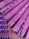 Pradip Fabrics Ethnic Women's Tant Jamdani Purple Color Saree