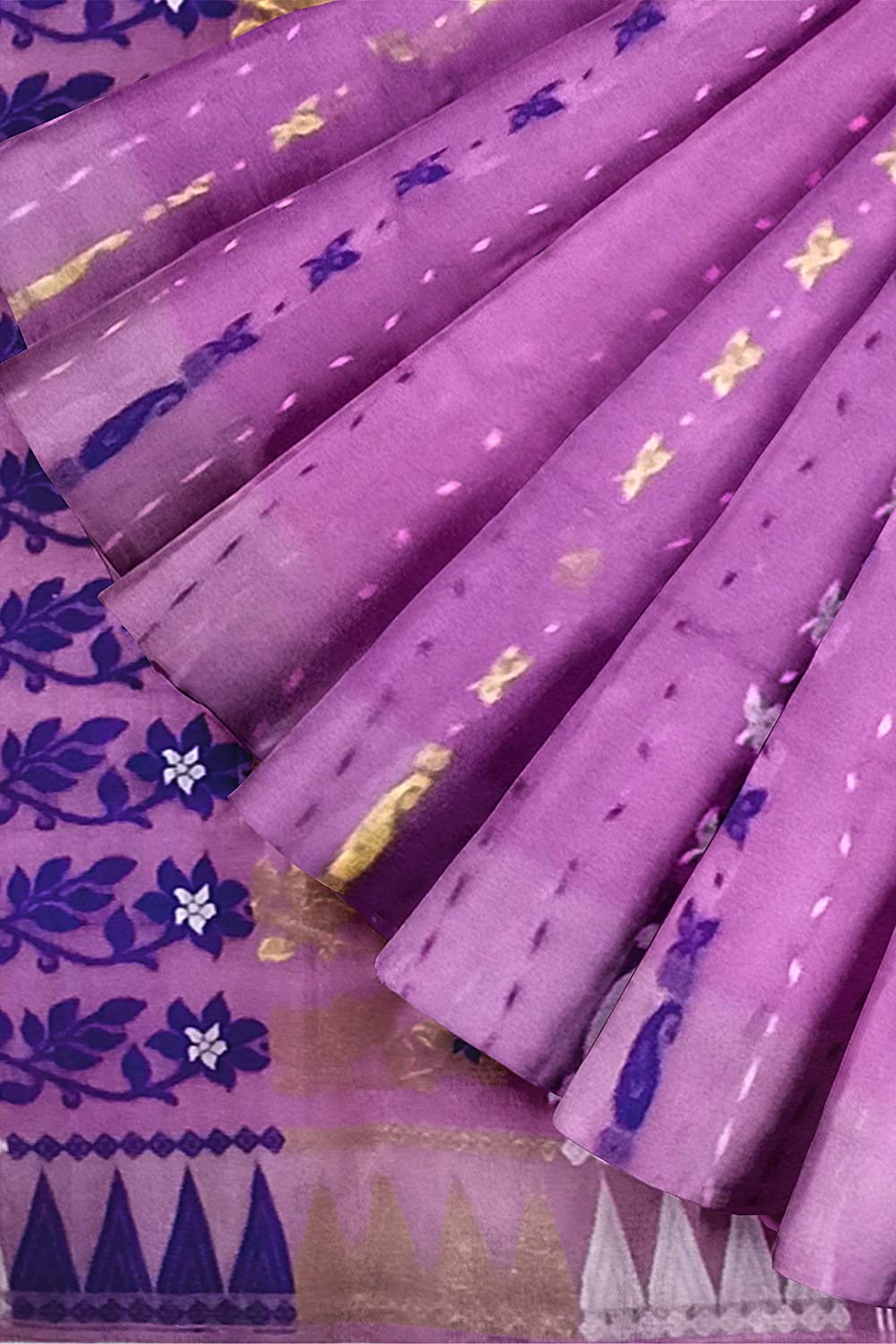 Pradip Fabrics Ethnic Women's Tant Jamdani Purple Color Saree