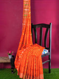 Pradip Fabrics Ethnic Women's Tant Jamdani Dark Orange Color Saree