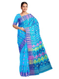Pradip Fabrics Ethnic Women's Tant Jamdani Blue Color Saree