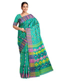 Pradip Fabrics Ethnic Women's Tant Jamdani Jade Green Color Saree